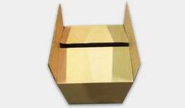 This Regular Slotted Container (RSC) was created using durable corrugated material and features glued joints